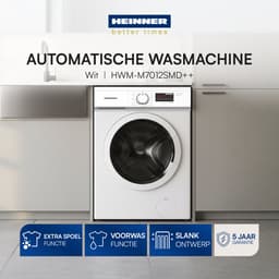 Heinner HWM-M7012SMD++ Wasmachine 7 kg – 1200 tpm – 15 Programma’s – Digitaal Display – 90°C Sterilisatieprogramma – Wit – 5 Jaar Garantie — thumbnail 6