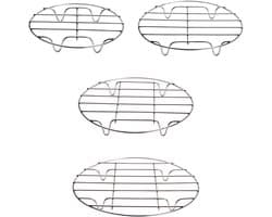Ynkkvre – Ovenrooster – 4-pack ronde roestvrijstalen rekken 7/8/9/10 inch – stoomrek en bakrek – voor bakken, koken, stomen, wecken en liften van voedsel – geschikt voor airfryer en snelkookpan