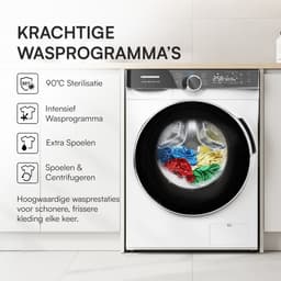 Heinner HWM-M1214IVKA+++ Wasmachine 12 kg – 1400 tpm – Inverter – Energieklasse A – 14 Programma’s – 15 min Snelprogramma – Stoomfunctie – Touchbediening – Wit – 5 Jaar Garantie — thumbnail 6