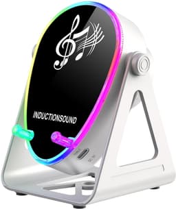 Fivesquare Wireless Mini RGB Speaker – 5W Sensor Induction Audio, 15W Wireless Charging & 180° Telefoonstandaard Witte — thumbnail 1