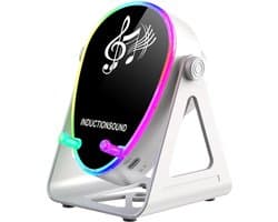Fivesquare Wireless Mini RGB Speaker – 5W Sensor Induction Audio, 15W Wireless Charging & 180° Telefoonstandaard Witte