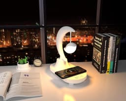 3-in-1 LED nachtlampje met bluetooth audio en draadloos opladen romantische kleurrijke sfeer nachtlampje aan het hoofdeinde (nb: bluetooth-luidspreker ondersteunt geen spraakfunctie) (maan) — thumbnail 2