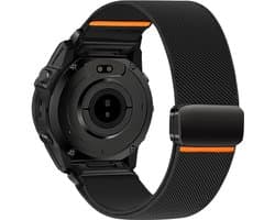Stravo Nylon Bandje met Magneet voor Garmin Fenix 5 (Plus)/Fenix 6 (Pro)/Fenix 7 (Pro-Sapphire-Solar)/Fenix 8-47mm/Fenix E-Garmin Epix (Pro) Gen 2-47mm - Quickfit 22 / 22mm band voor Garmin smartwatches - Stevig & Verstelbaar Horlogebandje - Zwart