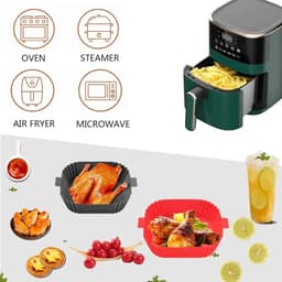 Vierkante siliconen airfryer bakplaat, 20 cm, antiaanbaklaag, hittebestendig tot 240°C, herbruikbaar, met handgreep en oliegeleider, multifunctioneel. — thumbnail 2