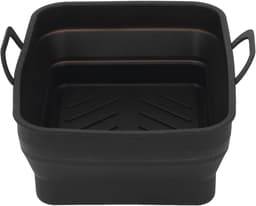 1 stuk Siliconen frituurmandje - Opvouwbaar met dubbele uittrekbare opbergruimte - Speciaal bakblik voor airfryer - Universeel te gebruiken in oven en magnetron - 12,7 cm × 19,56 cm × 7,01 cm - Geschikt voor airfryer, oven en magnetron - Zwart — thumbnail 3