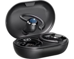 EDSYS Sport Oordopjes Draadloos - Oortjes Draadloos Bluetooth - Bluetooth Oordopjes - Draadloze Hardloop Oortjes - Sport Oortjes - In-Ear Oordopjes - Noise Cancelling - Waterdicht - USB C Oortjes - Zwart