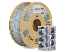 Super PLA+ Filament 1.75mm - Hoge Sterkte, Kartonnen Spoel, 1kg - Licht Grijs