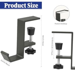 Hoofdtelefoonstandaard met Dubbele Haak - Aluminiummateriaal - Gaming Headset Houder - Bureau Accessoire (Grijs) — thumbnail 5