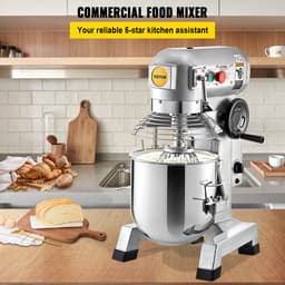VEVOR Keukenmachine, Commerciële Kneedmachine met 15qt Rvs Kom, 850w Zware Elektrische Keukenrobot met 3 Snelheden 113/184/341rpm, Deeghaak Klopklopper Inbegrepen, Staande Mixer voor Bakkerij Pizzeria — thumbnail 5