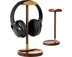 Massief Houten Hoofdtelefoonstandaard voor Bureau en Gaming Headsets