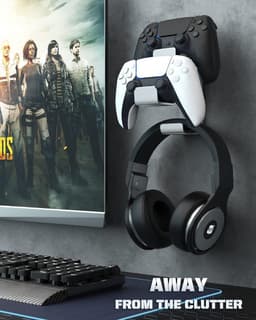 Universele houder voor gamepads en headsets - Wandhouder van aluminiumlegering voor PS3, PS4, PS5, PC - Opbergrek voor gaming accessoires - Zilverkleurig - Handig en ruimtebesparend — thumbnail 2