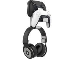 Universele houder voor gamepads en headsets - Wandhouder van aluminiumlegering voor PS3, PS4, PS5, PC - Opbergrek voor gaming accessoires - Zilverkleurig - Handig en ruimtebesparend