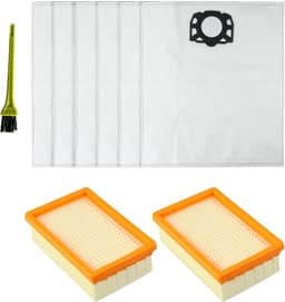 HEPA Filter en stofzakken - geschikt voor Kärcher WD4 - WD5 - WD6 - WD5P - WD6P - Premium MV4 - MV5 - MV6 stofzuiger - 2.863-005.0 2.863-006.0 - 2 Filter en 6 stofzakken — thumbnail 1