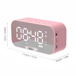 1 artikel - Luidspreker - Draadloze Bluetooth-luidspreker met wekkerfunctie - Luidspreker met mini-kaartsleuf - Cadeau - Ondersteunt TF-kaart, USB-flashdrive en AUX-interface - Vintage design - Roze — thumbnail 5