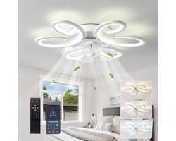 MUPOO Smart Plafondventilator met verlichting Ø65 cm - LED Dimbaar - 3 Lichtkleuren - Met Afstandsbediening & APP - 6 Snelheden - Timer - Zomer/Winter functie - Modern plafond ventilator voor Woonkamer Slaapkamer Kantoor — afbeelding 1