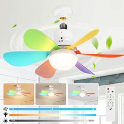 MUPOO Plafondventilator met verlichting met Afstandsbediening - Ø52 cm - Dimbaar - 3 CCT Lichtkleuren - 3 Snelheden - Timer - Geheugenfunctie - E27 Fitting - Compact - Slaapkamer Keuken Woonkamer Garage (Multicolor) — thumbnail 1