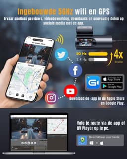 AMA® Dashcam Voor en Achter - Dashcam - Parkeermonitor - Nachtzicht - App-bediening — thumbnail 5