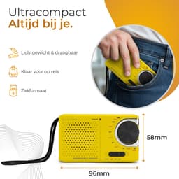 Caliber Noodradio - Radio op Batterijen - Draagbare Radio - Met Zaklamp - Geel — thumbnail 3