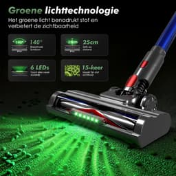 Fukstern Steelstofzuiger Draadloos - 38KPa krachtige zuigkracht - Tot 60 Min Accuduur - 4-voudig HEPA-Filtersysteem - 1,6L Stofreservoir - Anti-Klit Vloerborstel draadloze steelstofzuiger - blauw — thumbnail 5