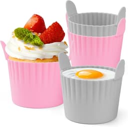 Bakjes voor Airfryer, 4 stuks Airfryer Ei Poacher BPA-vrij, Grote Muffin Hoesjes voor Airfryer, Gepocheerd Ei Vorm voor Airfryer Accessoires — thumbnail 1