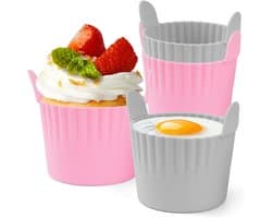 Bakjes voor Airfryer, 4 stuks Airfryer Ei Poacher BPA-vrij, Grote Muffin Hoesjes voor Airfryer, Gepocheerd Ei Vorm voor Airfryer Accessoires