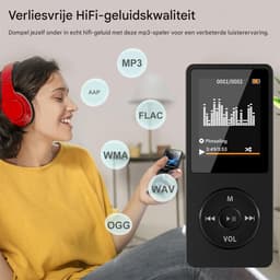 QTTVBTNA - MP3 Speler 32GB - Bluetooth MP3 Player - HIFI Geluid - Mini Walkman voor studenten - Zwart - Compact - 1 Stuk — thumbnail 5