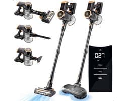 AG4200+ Steelstofzuiger Draadloos Met Dweilfunctie 2 in 1 - Premium Gold - Krachtige stofzuiger Zonder Zak - Geschikt voor Dierenharen - Compact & Lichtgewicht - Kruimeldief