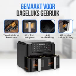 Dubbele Heteluchtfriteuse XXL 10L - 2500W - Met 10 Programma's en Sync Finish — thumbnail 3