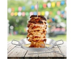 Verticale Vleesspies Set – Roestvrijstalen Rotisseriestandaard met 3 Verstelbare Spiesen (20/25/30 cm) voor Oven, Airfryer en BBQ