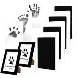 2 stuks - Baby handafdruk - Baby voetafdruk - Inktafdruk - Incl. 2 Fotolijstje en 4 Witte Kaartjes - Baby afdrukset - Babyshower Cadeau - Pootafdruk Hond & Kat - Veilig voor baby-aandenken - Zwart — thumbnail 1