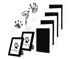 2 stuks - Baby handafdruk - Baby voetafdruk - Inktafdruk - Incl. 2 Fotolijstje en 4 Witte Kaartjes - Baby afdrukset - Babyshower Cadeau - Pootafdruk Hond & Kat - Veilig voor baby-aandenken - Zwart