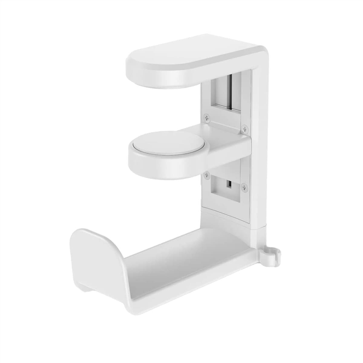 Hoofdtelefoonhouder met een 360° draaibare hoofdtelefoonaansluiting, geschikt voor hoofdtelefoons, bureauhouders en meer. Wit (51,5*102*115 mm). — afbeelding 1