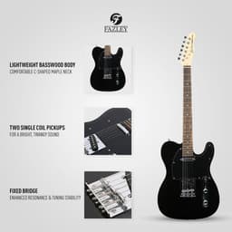 Elektrische gitaar - Met gratis lessen - Fazley FTL218 - Zwart — thumbnail 4
