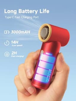 Draagbare Mini-Handventilator - Oplaadbaar met USB en 15 Uur Gebruik, Traploze Snelheidsregeling, Ideaal voor Reizen en Thuis - Rood — thumbnail 5