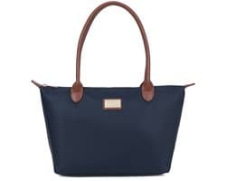 Gallantry® Dames Schoudertas – Elegante Handtas met Rits – Shopper Tas met Bruine Handvatten – Grote Dames Tas voor Werk, Laptop & Dagelijks Gebruik - D. Blauw