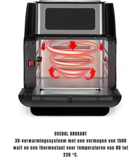 Nexvo® Mini Airfryer - Airfryer - Heteluchtfriteuse - Compact - Zwart - 32cm x 36cm x 37cm — thumbnail 3