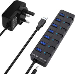 Aangedreven USB 3.0 Hub met 7 Poorten en Individuele Aan/Uit Schakelaars — thumbnail 1