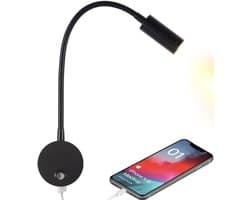 Dimbare 12V/24V LED Camper Spot met USB Oplaadpoort - Flexibele Leeslamp voor Caravan, Boot en Bestelwagen