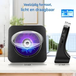 TENZHVXI - Cd-speler - Draagbare Cd-speler Met Bluetooth - Verticale Desktopontwerp/Lcd-scherm/HiFi-luidsprekers - 1 Stuk - Zwart — thumbnail 4