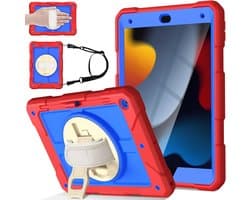 Robuuste Kinderhoes iPad 10.2 inch (9e/8e/7e Generatie) met Schermbeschermer, Schouderriem en 360° Standaard - Rood