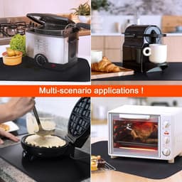 Hittebestendige matten - 60*40cm - Siliconen aanrechtbeschermer - Vuurvaste onderlegger - Hittebeschermingsmat - Dikke aanrechtbeschermer - Antislipglasvezel - Voor airfryer, koffiezetapparaat, broodrooster - Zwart — thumbnail 7