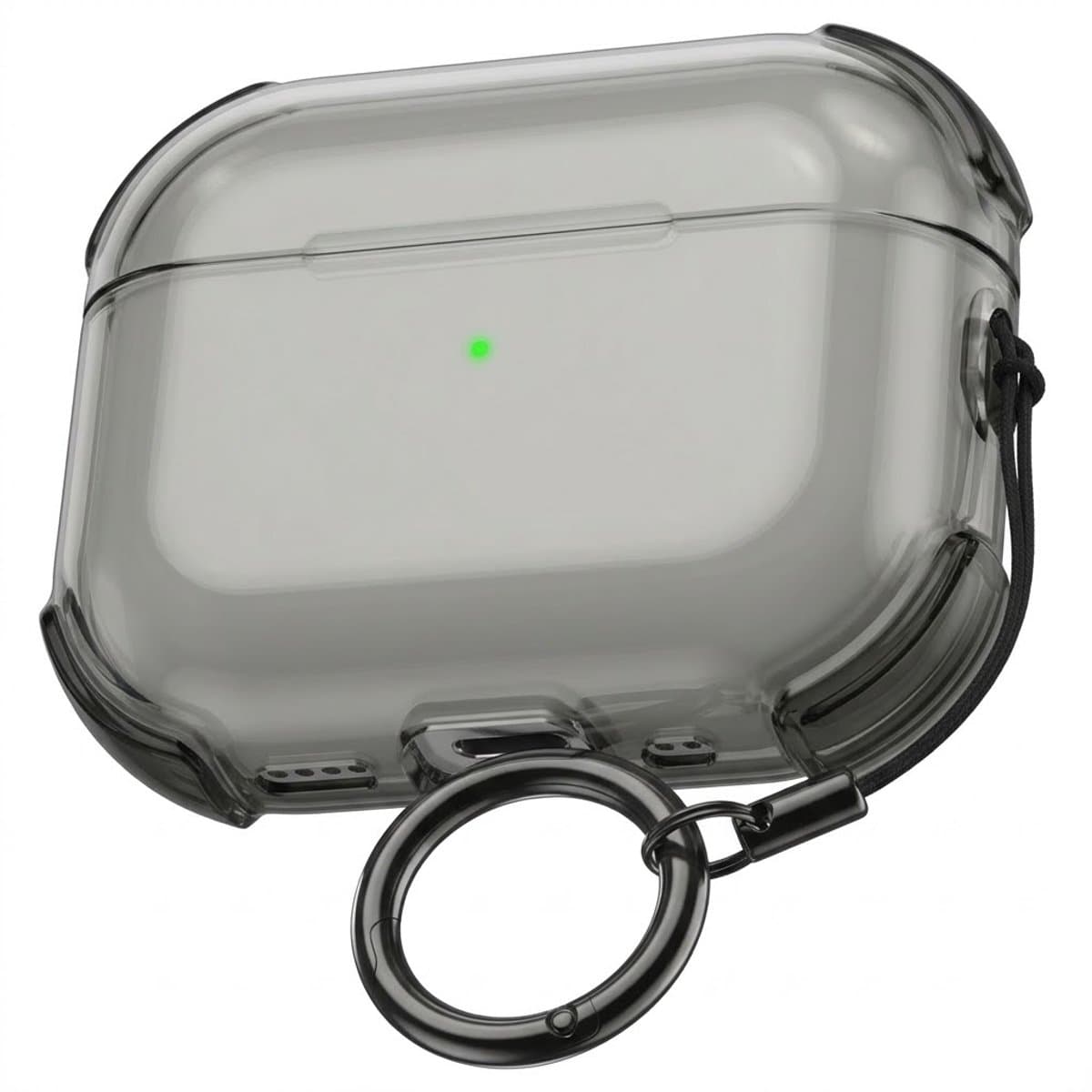 Grijs transparant hoesje voor oordopjes met sleutelring – schokbestendige beschermhoes geschikt voor AirPods Pro 2 — afbeelding 1