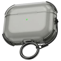 Grijs transparant hoesje voor oordopjes met sleutelring – schokbestendige beschermhoes geschikt voor AirPods Pro 2 — thumbnail 1