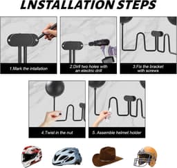 Helmhouder Muur - Dubbele Kop Houder - Motorhelm Ophangen - 180 Graden Draaibaar - Hoog Draagvermogen - Zwart — thumbnail 5