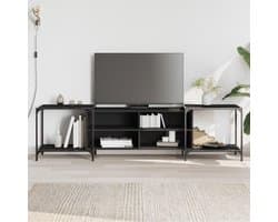 Zwarte TV-kast - Mediacenter Dressoir - Woonkamer Organisatie - Verstelbare Breedte - 203x37x50 cm