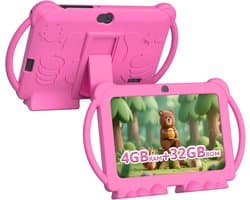 Peutertablet - Kindertablet Peuter - 7-inch IPS-scherm/Android 12 - 1 Stuk - Voor Kinderen Van 3–12 Jaar Roze