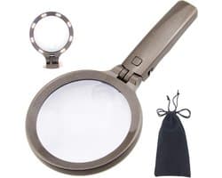Vergrootglas met LED-verlichting en houder - 3x & 5x vergroting - 180° vouwbaar - ideaal voor lezen en onderhoud