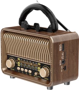 Radio - Vintage Draagbare Radio - Portable radio - AM FM SW radio - Bluetooth radio - Retro radio vintage transistor - D battery operated - USB rechargeable - TF card support - USB playing - 16.5*8.2*13.2CM - Perfect Cadeau — thumbnail 1