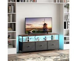 Tv-kast - Mediameubel Opbergkast - Woonkamer Entertainment - Geïntegreerde Ledverlichting - 108 x 30 x 57 cm - Zwart