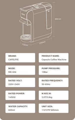 Koffiezetapparaat - Espressomachine - Thuis Koffie Maken - 5-in-1 Compatibel - 600 ml - Zwart — thumbnail 2